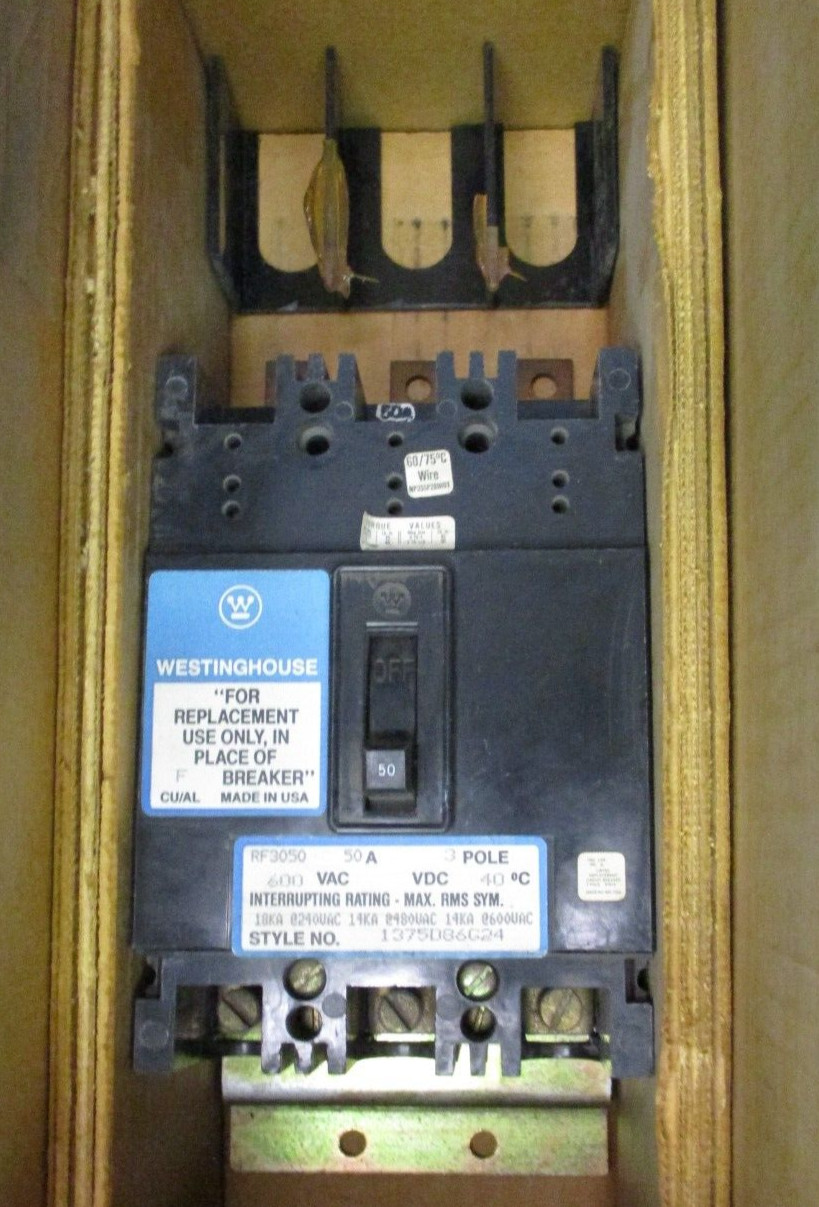 Westinghouse 1375D86G24 RF3050 50A 3 Pole 600V AC 40°C A4639IPL