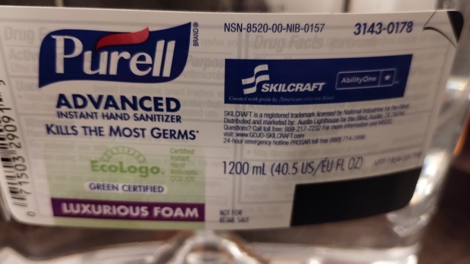 Purell Advanced Instant Hand Sanitizer Foam – 1,200 mL Refill – 2 Pk 3143-0178
