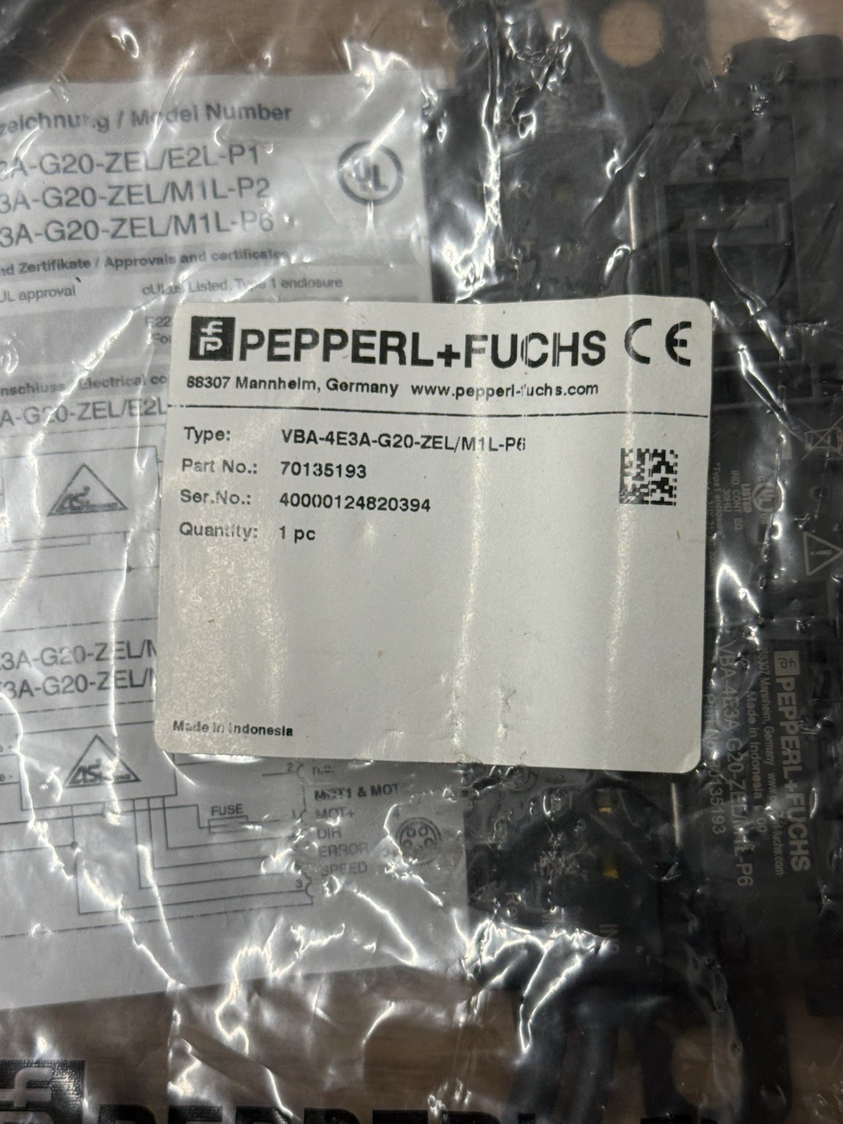 PEPPERL FUCHS pepperl vba-4e3a-g20-zel/m1l-p6 ASi Motor Roller Module