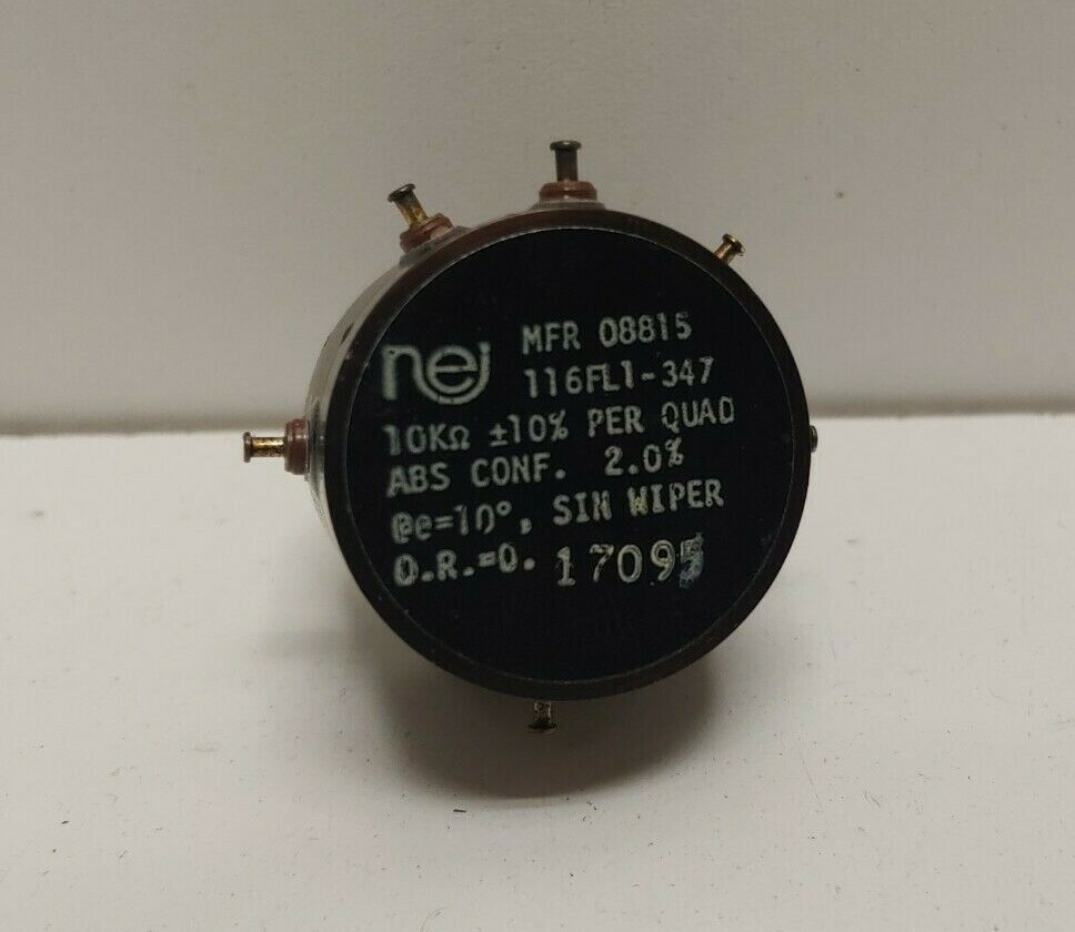 NEW OLD STOCK! NEI 10K OHMS 10% 0-45 DEG POTENTIOMETER 08815 116FL1-347