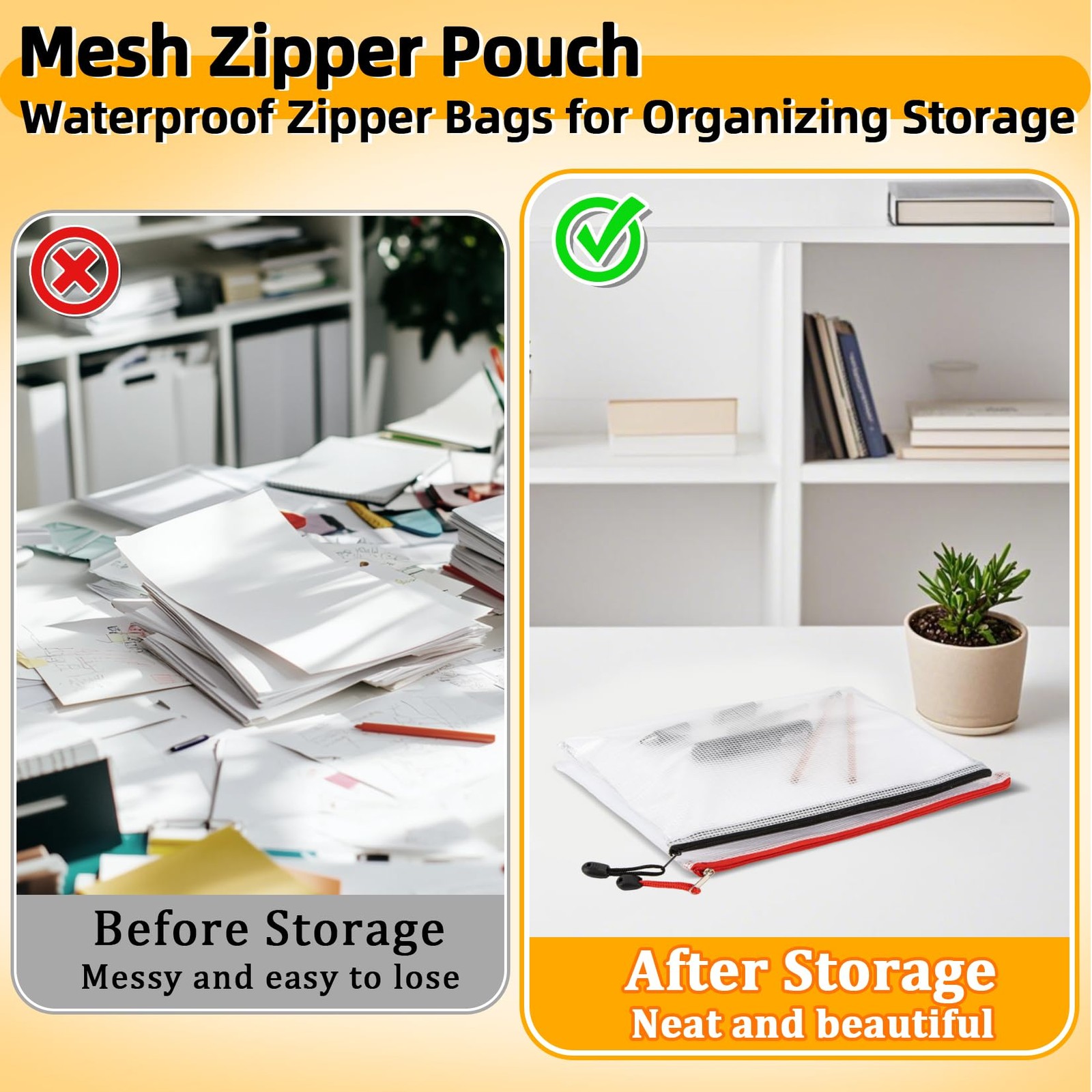 RAINFLOW a4 Mesh Zipper Pouch Bags – 12 PCS Reusable Multicolor