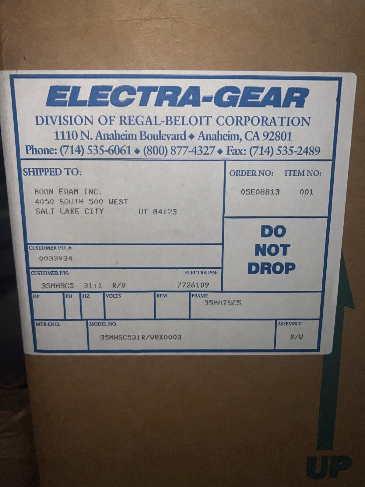 ELECTRA GEAR 35MHSC531R/V@X00003 GEAR REDUCER RATIO:31:1 NEW IN BOX