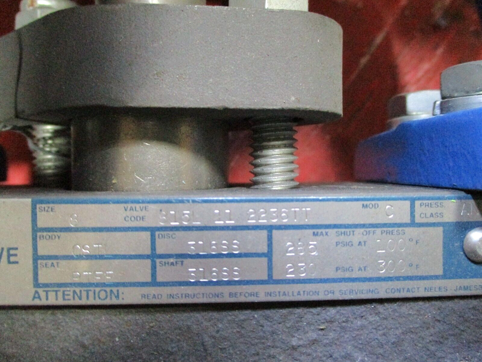 Neles-Jamesbury Size 8 Wafer-Sphere Valve 815L 11 2236TT 48418DH