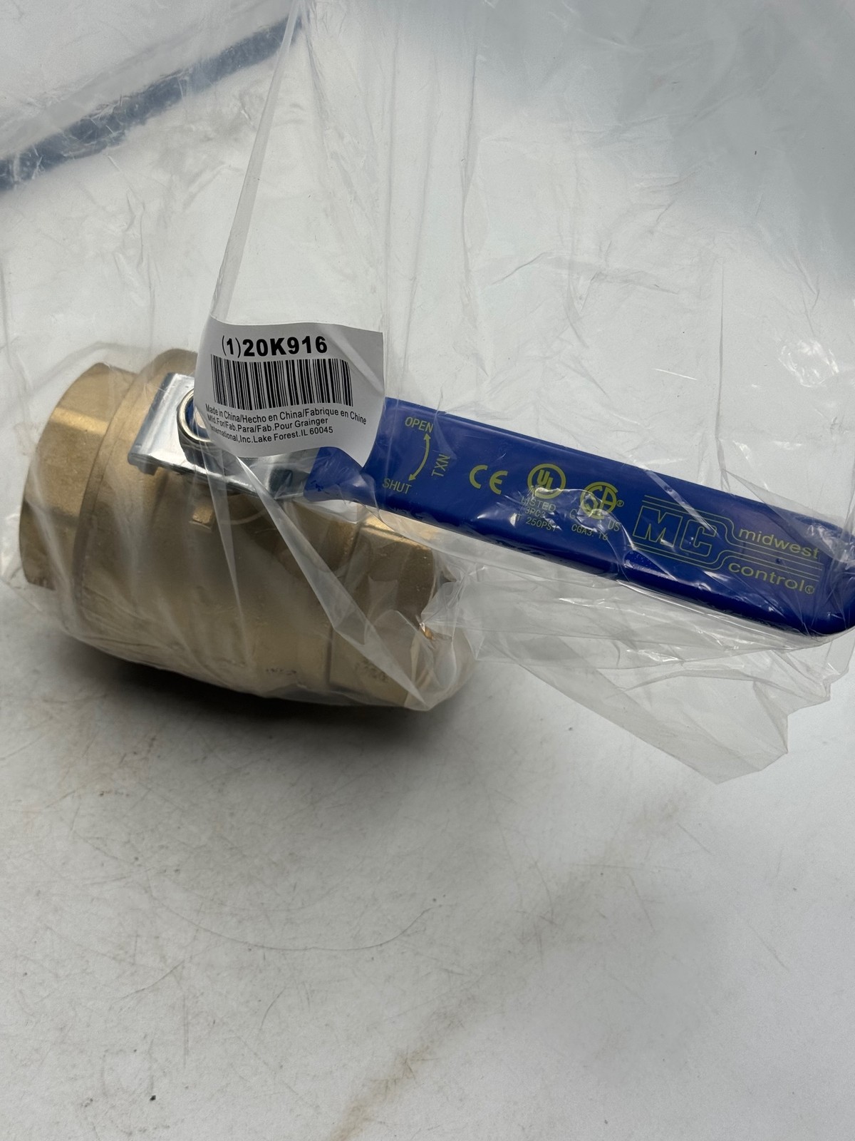 Midwest Control G-F600-250 Ball Valve 2 1/2in Brass 350 WOG 125 PSIG Lever