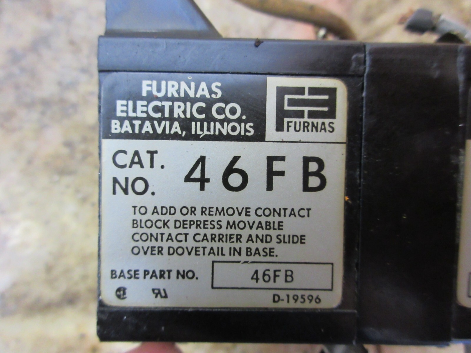 FURNAS ELECTRIC 46FB D-19596 46ZB02 A300 N-3042 75D52516F 2260-32 CONTACTOR