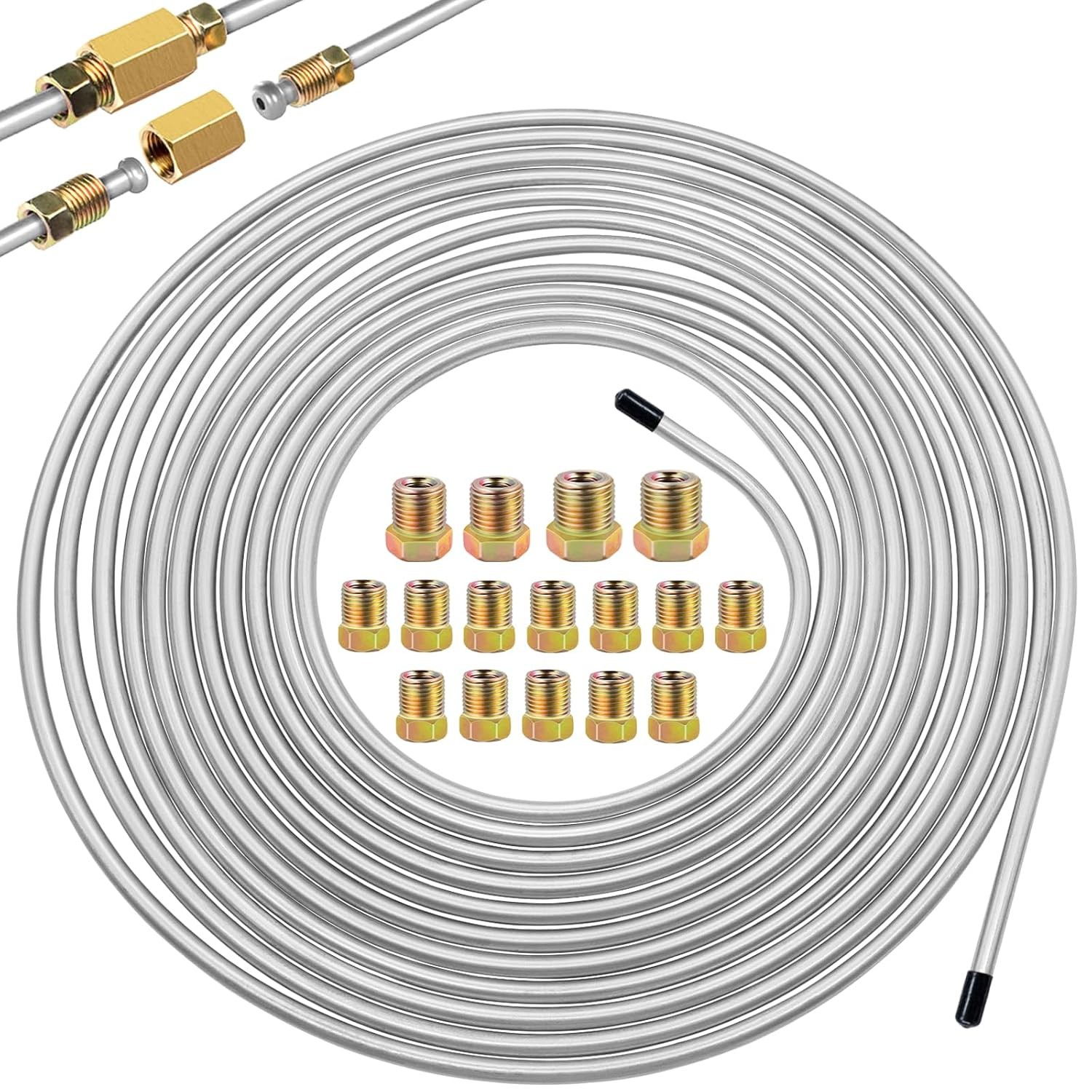 1/4 inch Flexible Zinc Coated Brake Line Tubing Kit 25 ft Alloy Tubing 1/4