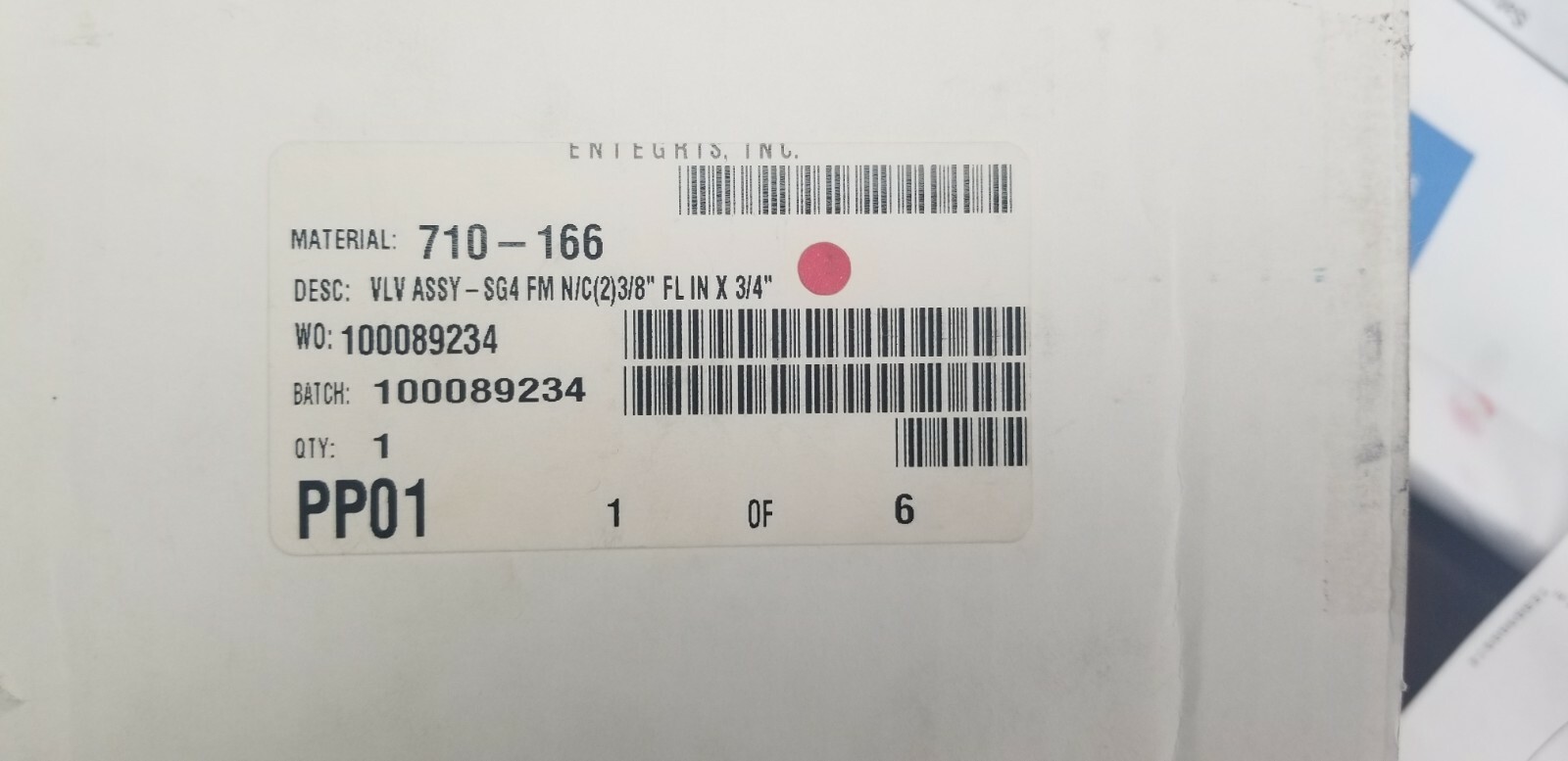 Entegris 710-166 Custom Block Manifold PFA 2 Position Valve