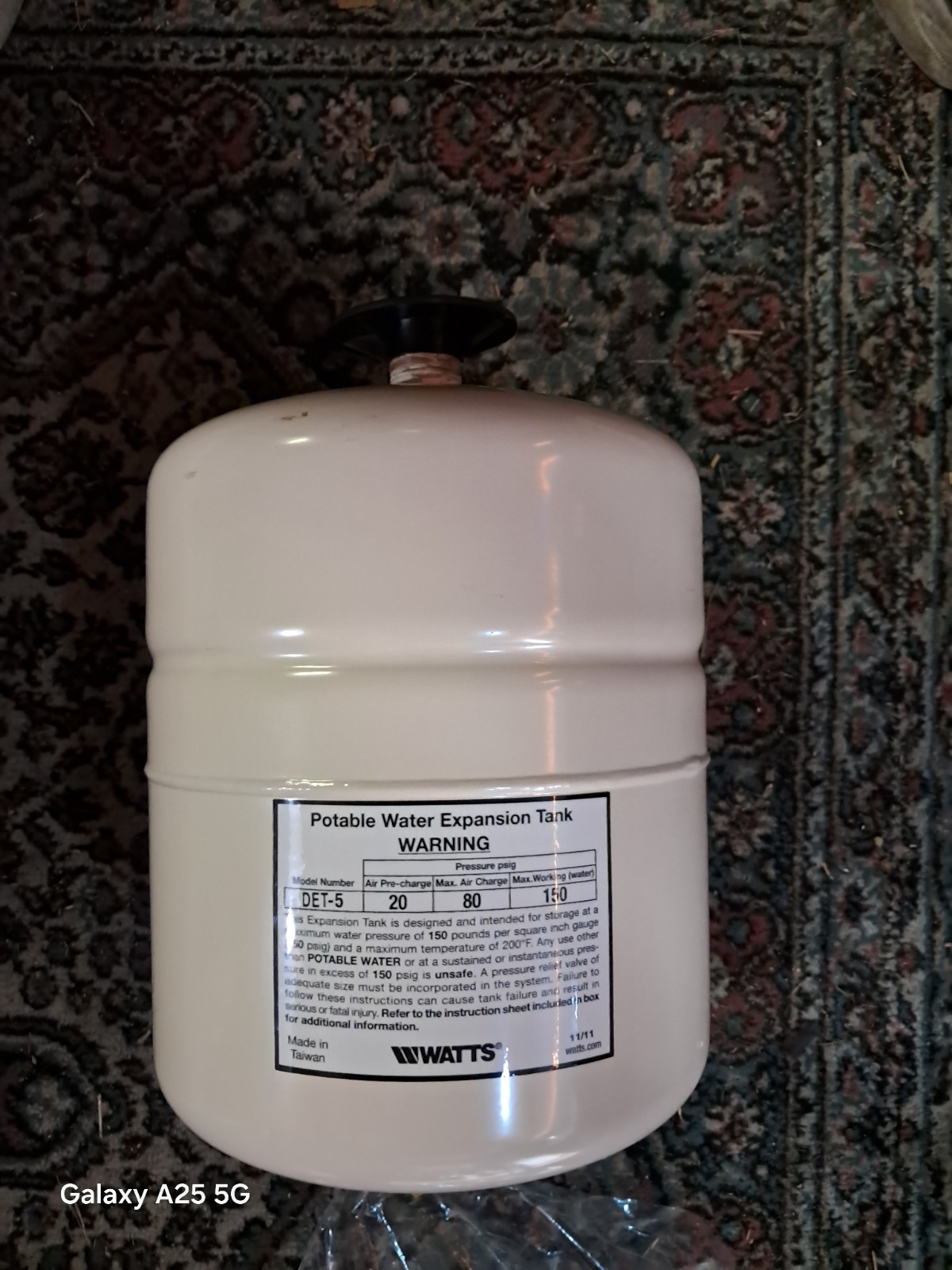 Watts 2.1 Gal. Potable Water Heater Storage Tank 3/4 In Male Tank