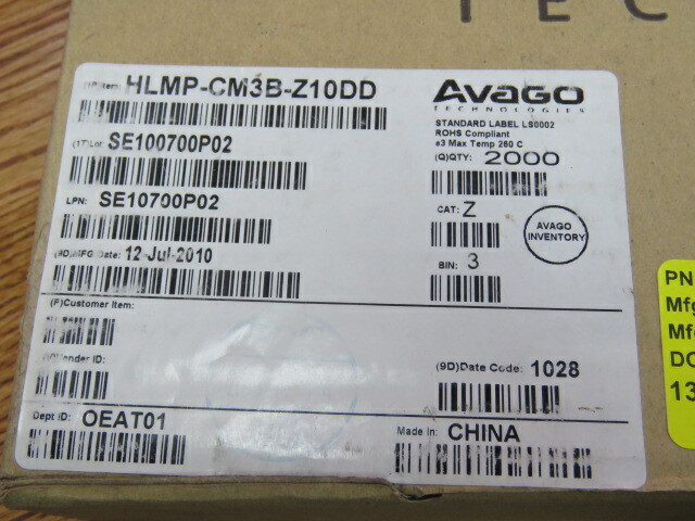 AVAGO HLMP-CM3B-Z10DD Qty of 100 per Lot Green 525nm LED Indication – Discret