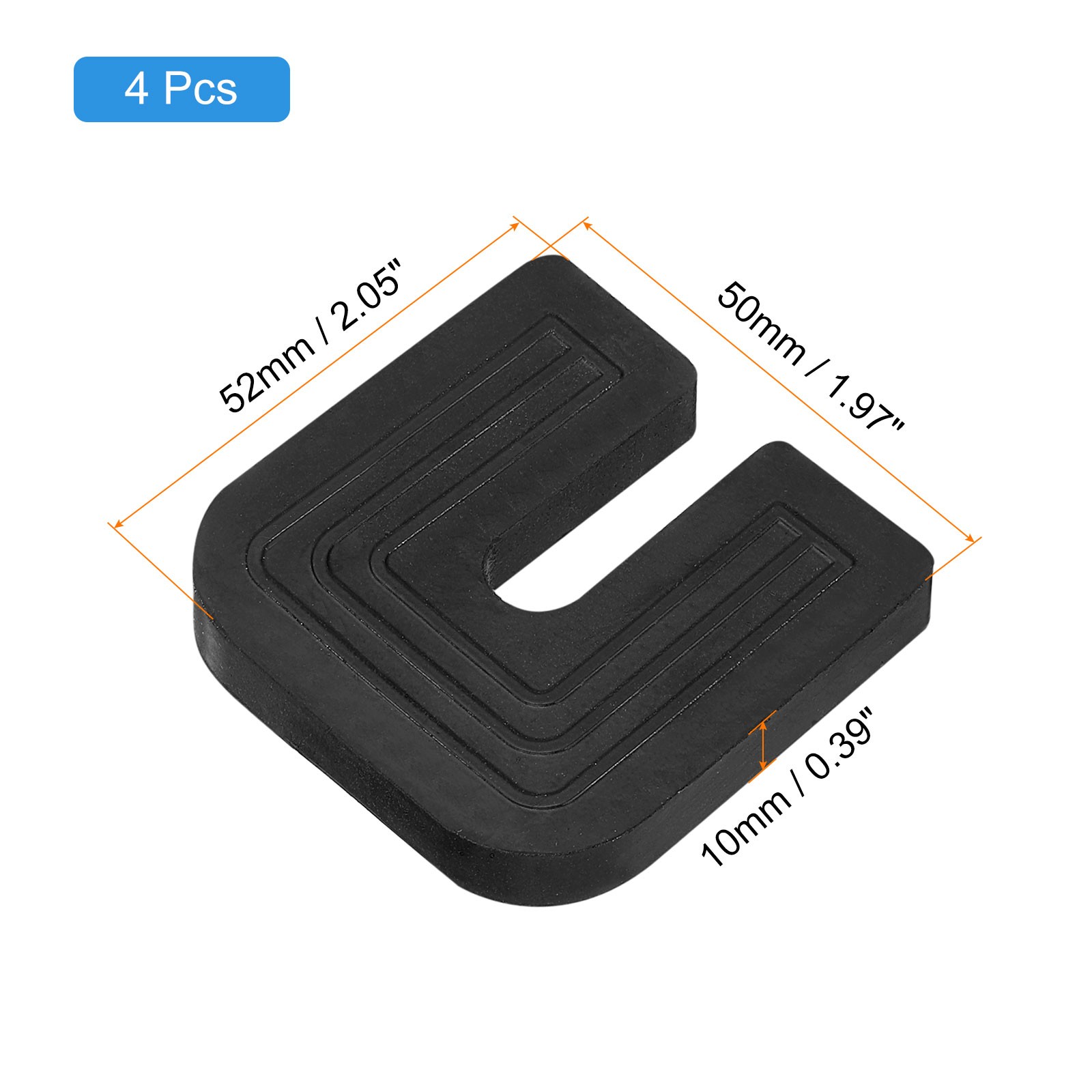 4 Pcs 2.05×1.97×0.39 Inch Rubber Isolator Pad, U Shape Shock Pad