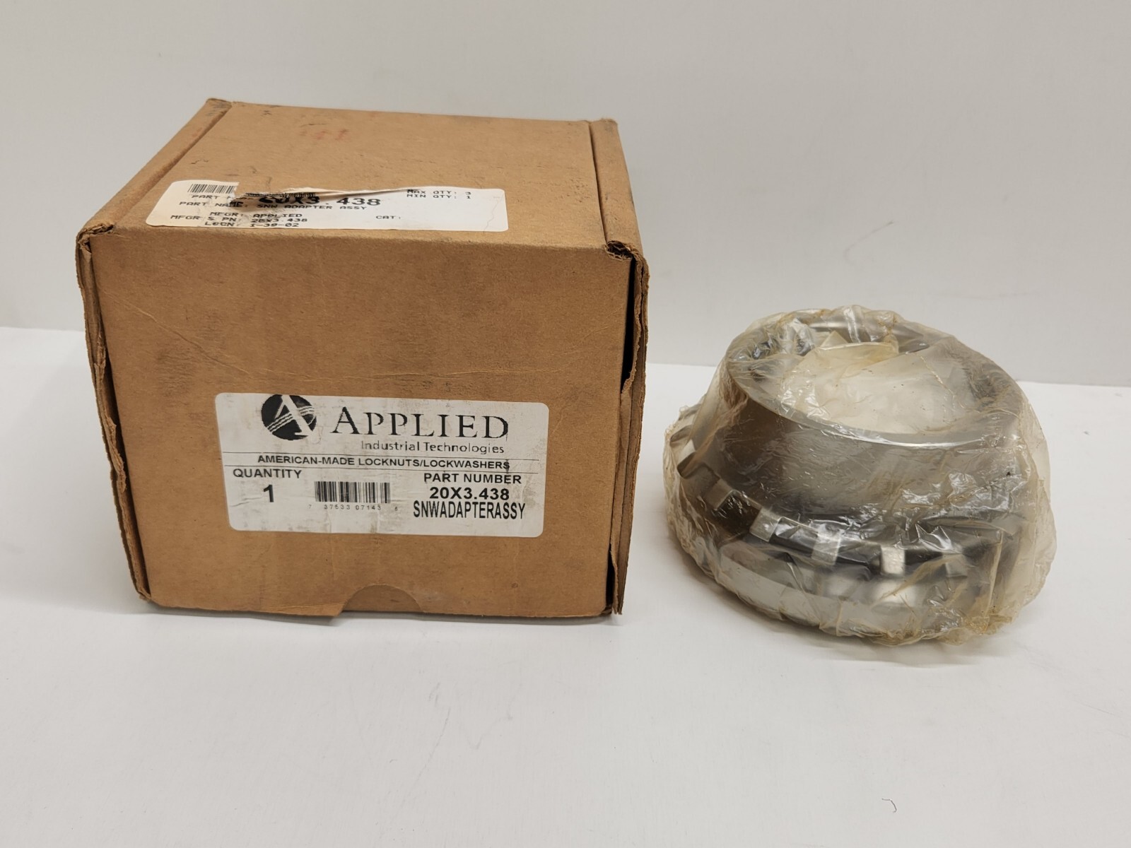 NEW IN BOX! APPLIED INDUSTRIAL TECHNOLOGIES LOCKNUT ADAPTER SLEEVE 20X3.438