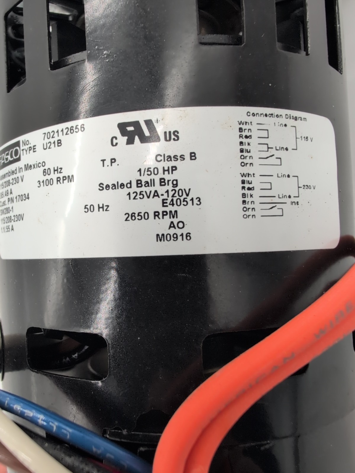 MOTOR BLOWER 115/230V 12A021 for Ultrafryer ULF12A021