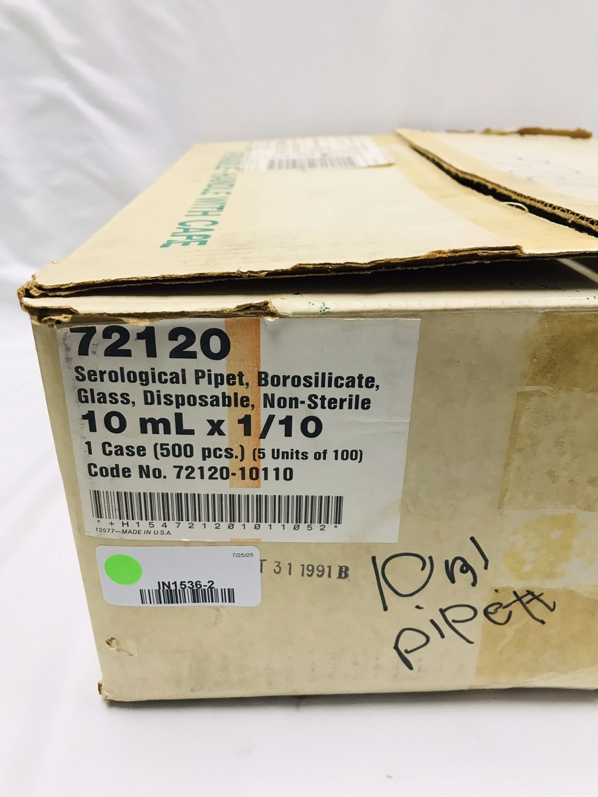 Kimble 72120-5110 – 5mL in 1/10 Pipets Glass Serological Non Sterile 500 Pack