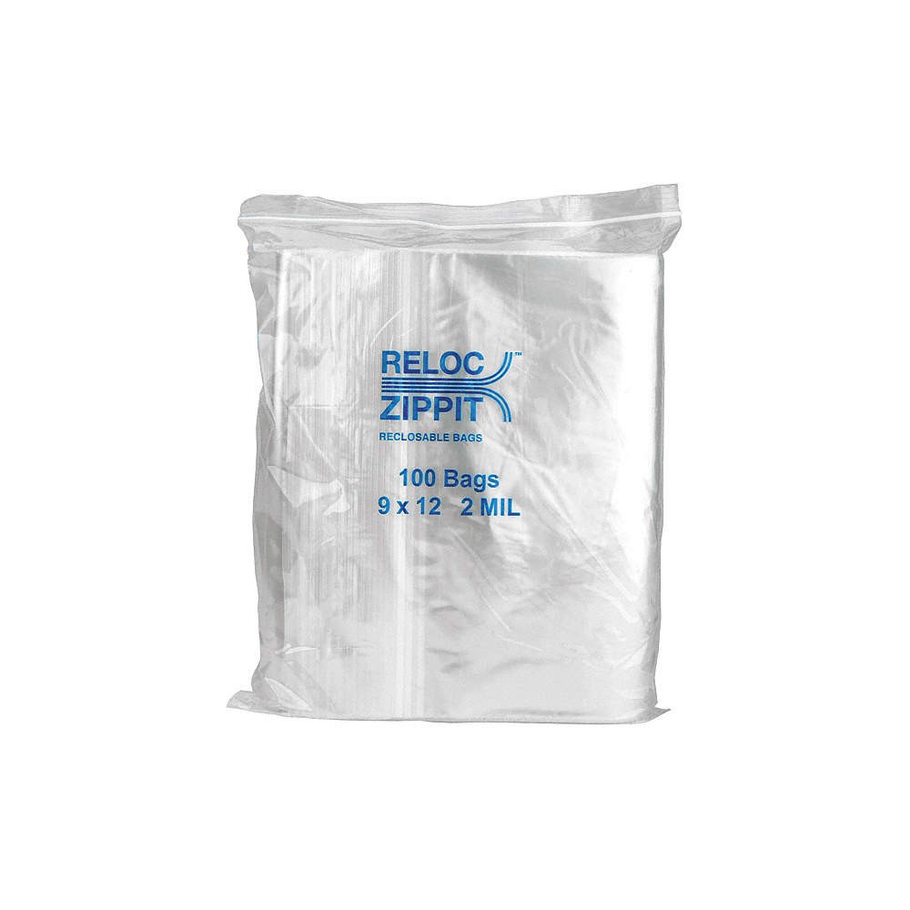 RELOC ZIPPIT R912 Reclosable Poly Bag,Zip Seal,PK1000 38UV40