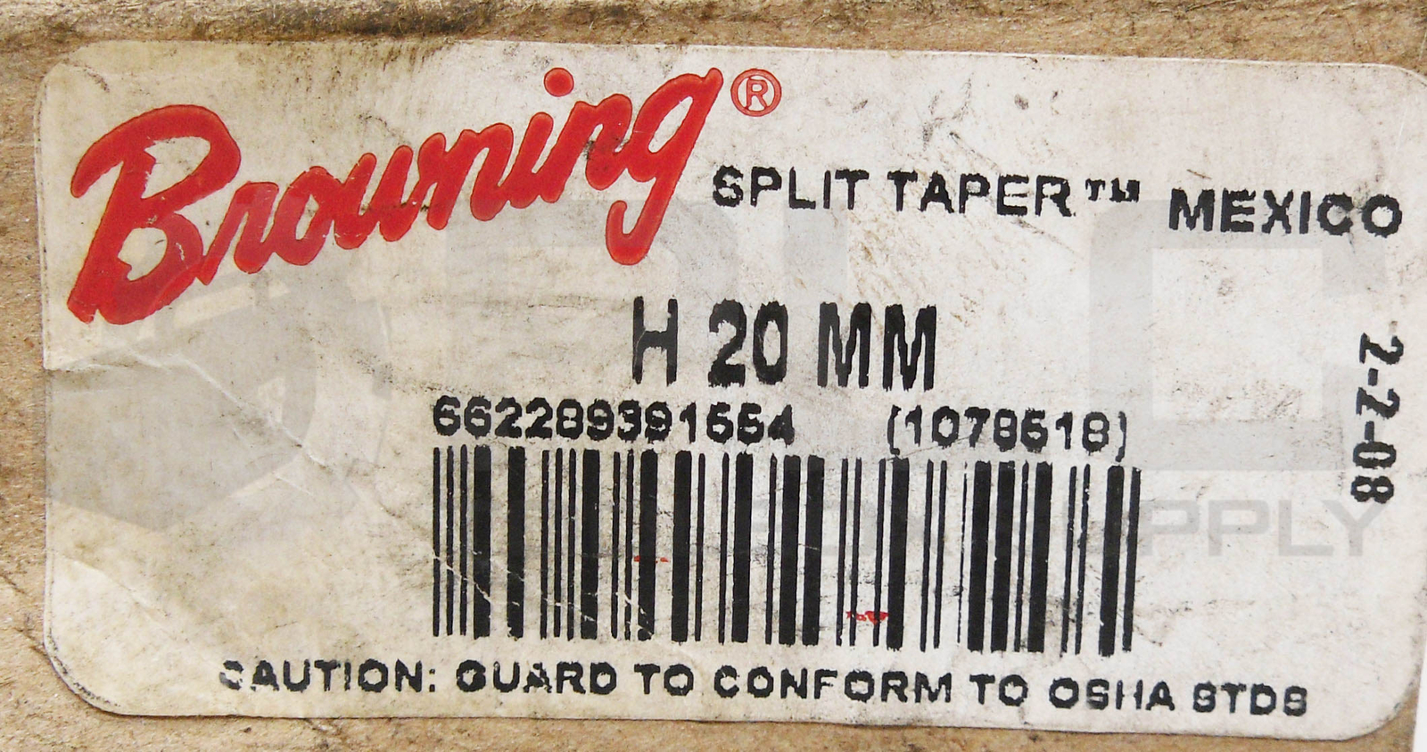 NEW BROWNING H 20 MM SPLIT TAPER BUSHING 20MM BORE 1078518 *READ*