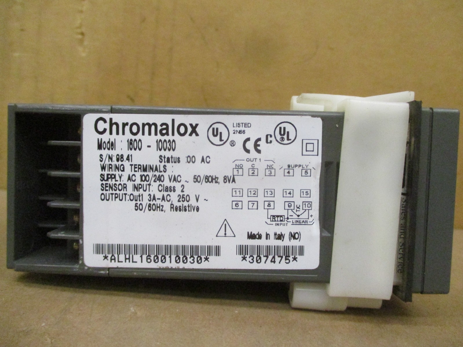 Chromalox 1601-10030 Sensor Input Class 2 Supply 100/240VAC 8VA 52839PRX
