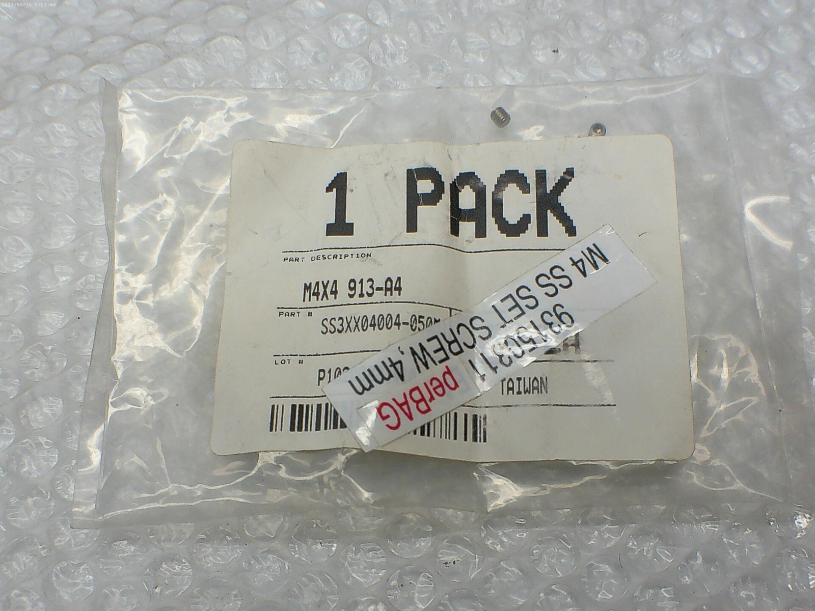 INDUSTRIAL SPARE M4X4 913-A4 SS3XX04004-050M SET SCREW PKG OF 46 NSMP