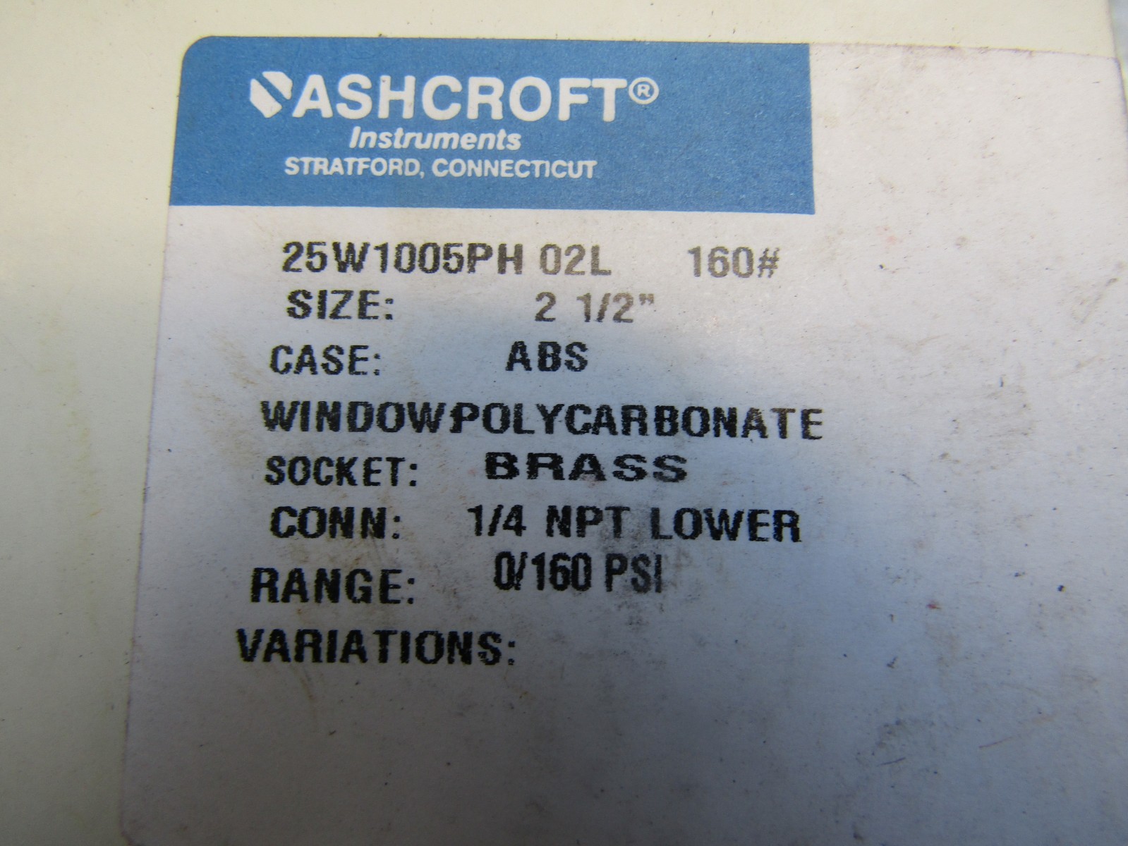 Ashcroft 25W1005PH 02L Gauge 2-1/2″ Lot of 4!