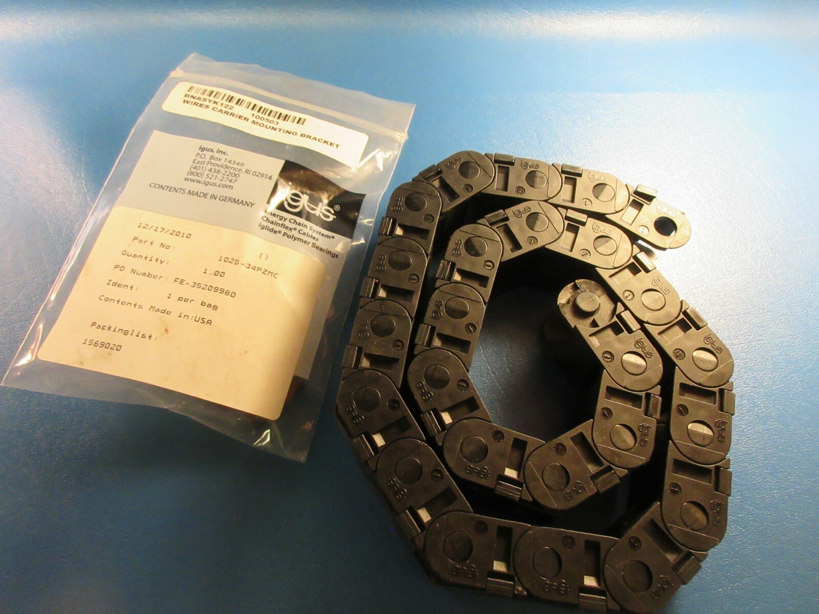 IGUS 15.025.038 24 Piece Energy Chain Cable +one 1025-34 PZMC Bracket,15-025-038