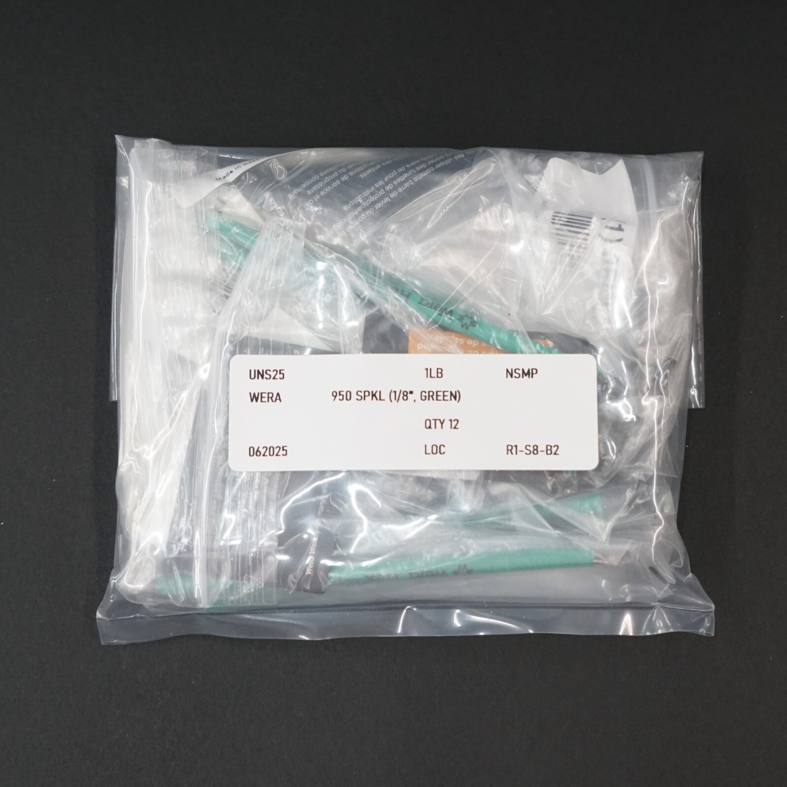 Wera 950 SPKL Ball End Hex Key, 1/8″ L-Key, Green (QTY 12)