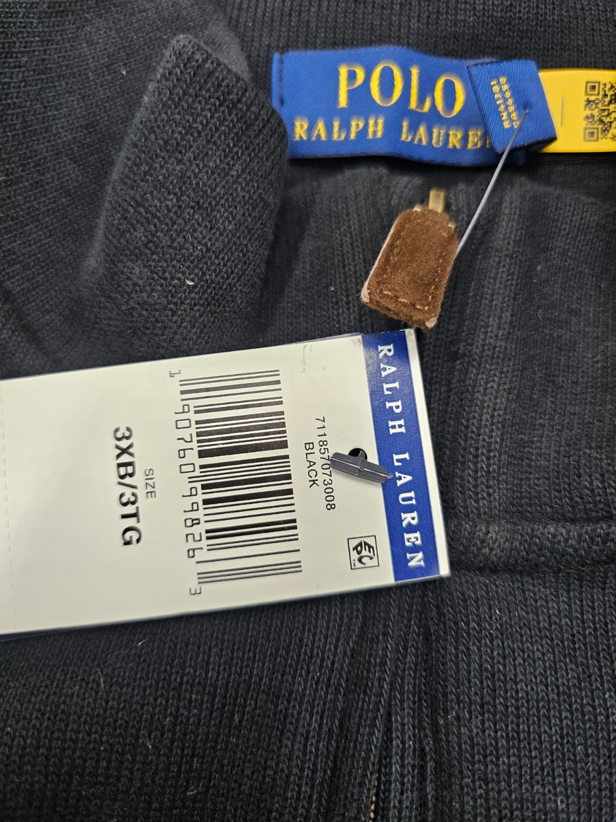 POLO RALPH LAUREN Men’s Big & Tall Fleece 1/2 Zip Mock Sweater Black 3XB/3TG