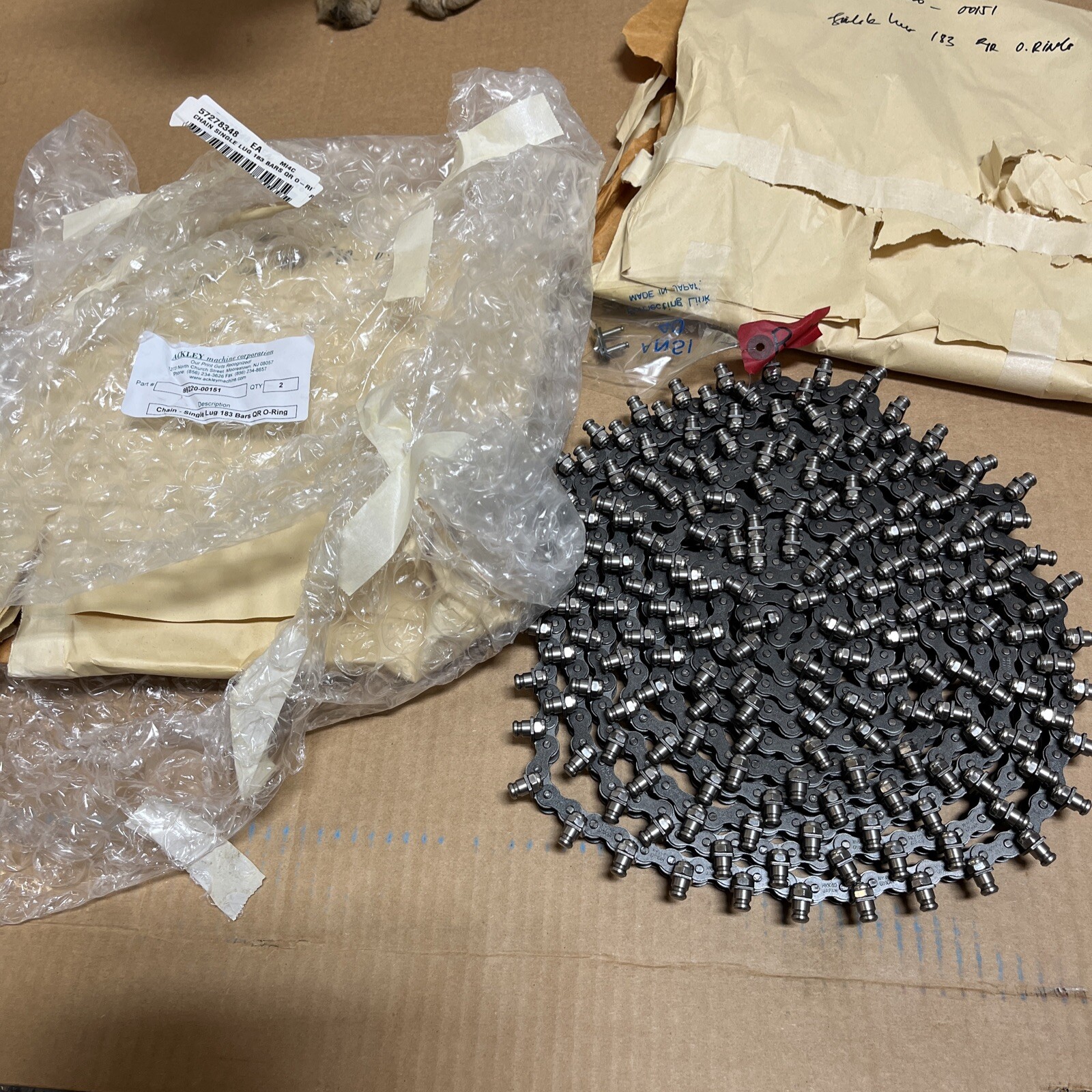 New Qty 2 Ackley Machine HKK40 Chain Single Lug 183 Bars QR O-ring 99220-00151