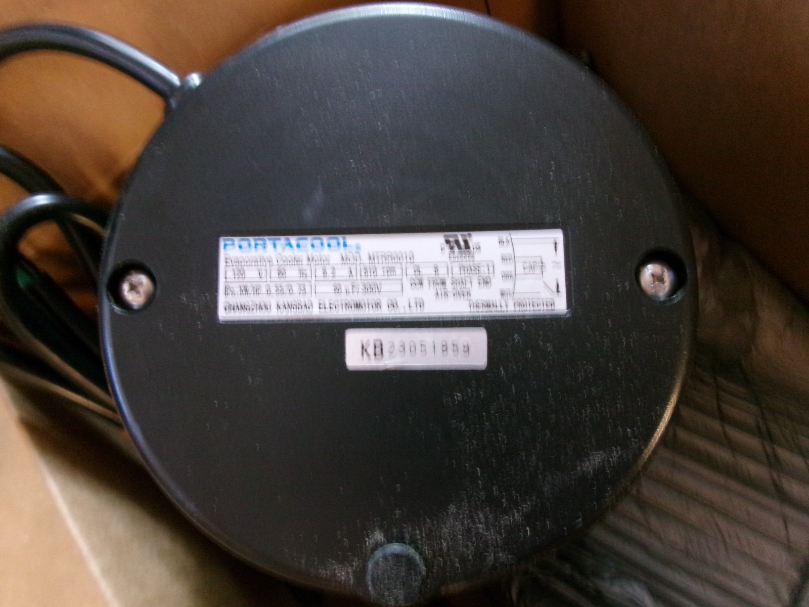 NIB Portacool Evaporative Cooler Motor 120V 60Hz 8.2A 810RPM MTRR0010