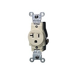 Leviton 5801-I Narrow Body Single Receptacle, 20A 125V, NEMA 5-20R