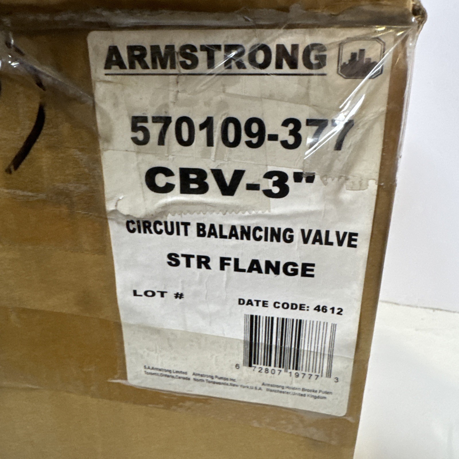 Armstrong Fluid Technology 570109-377 CBV-3FS 3flg Balancing Valve