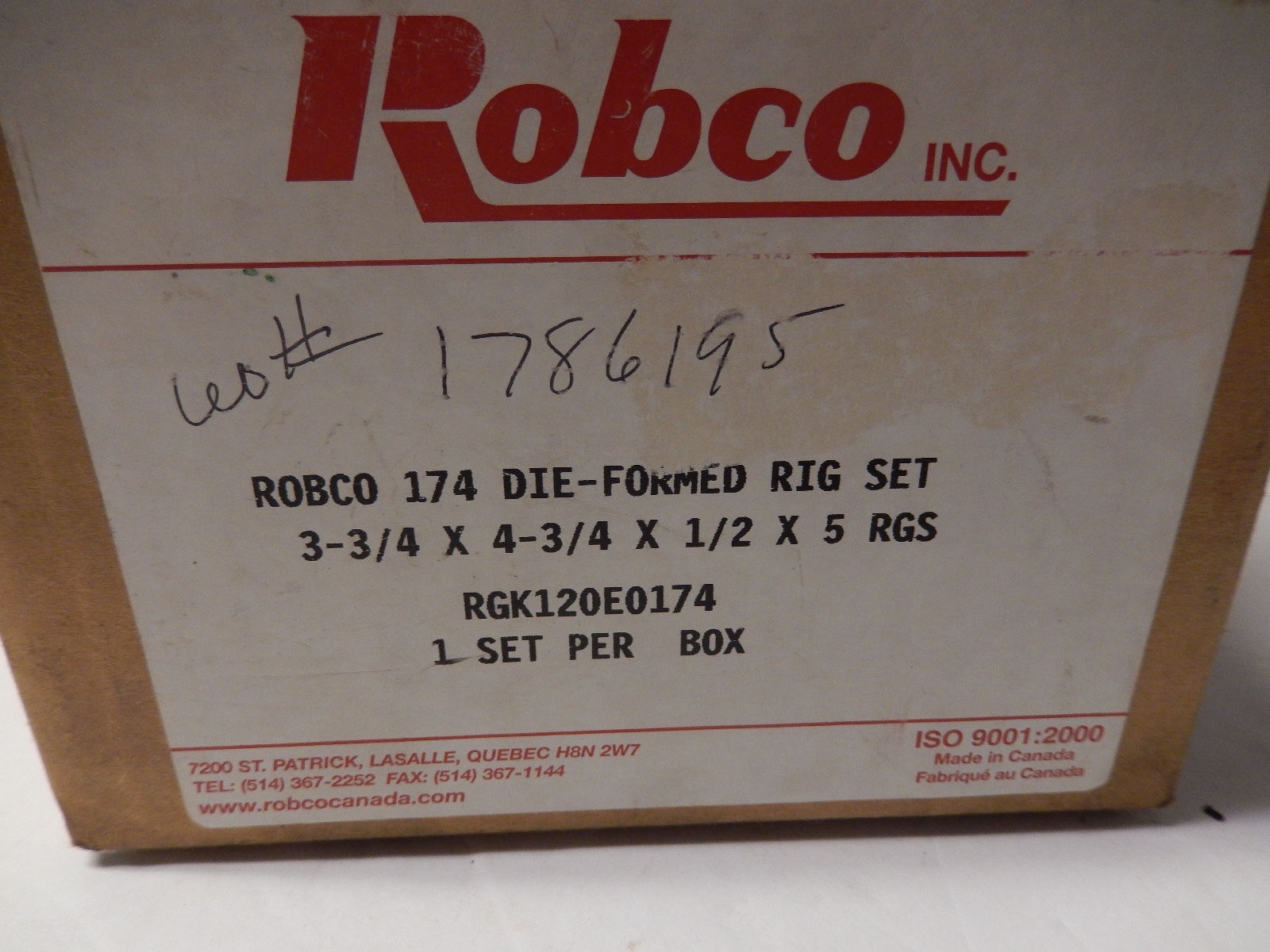 NEW in box Robco 174 Die-Formed Rig Set Packing Ring