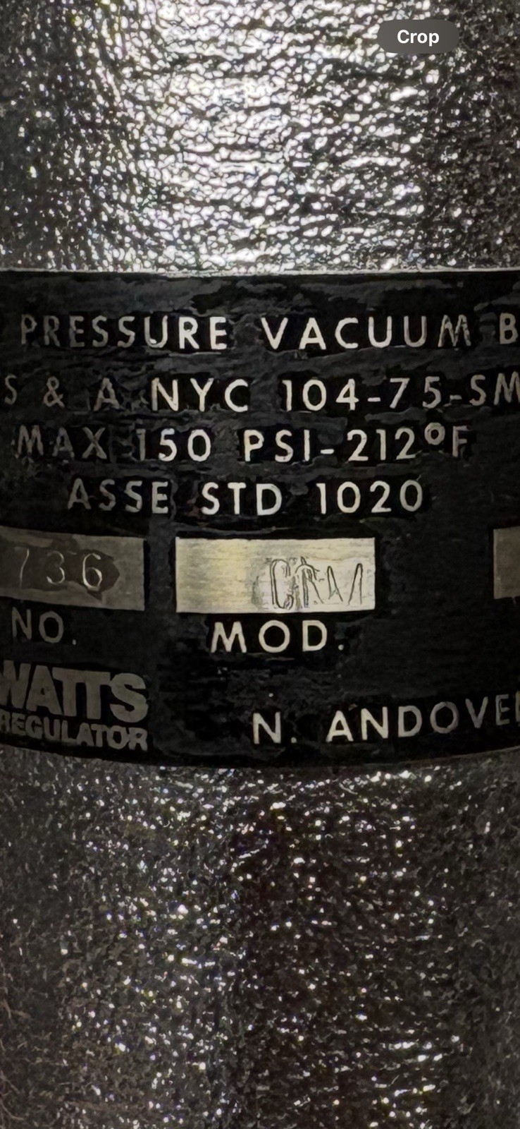 WATTS REGULATOR 1/2″ PRESSURE VACUUM BREAKER 800 NOS
