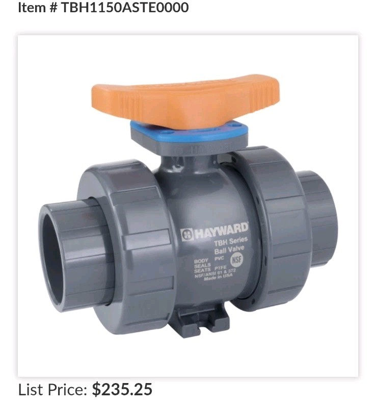 Hayward Flow Control Tbh1150aste0000 Ball Valve, True Union, 1-1/2″, Pvc/Epdm,