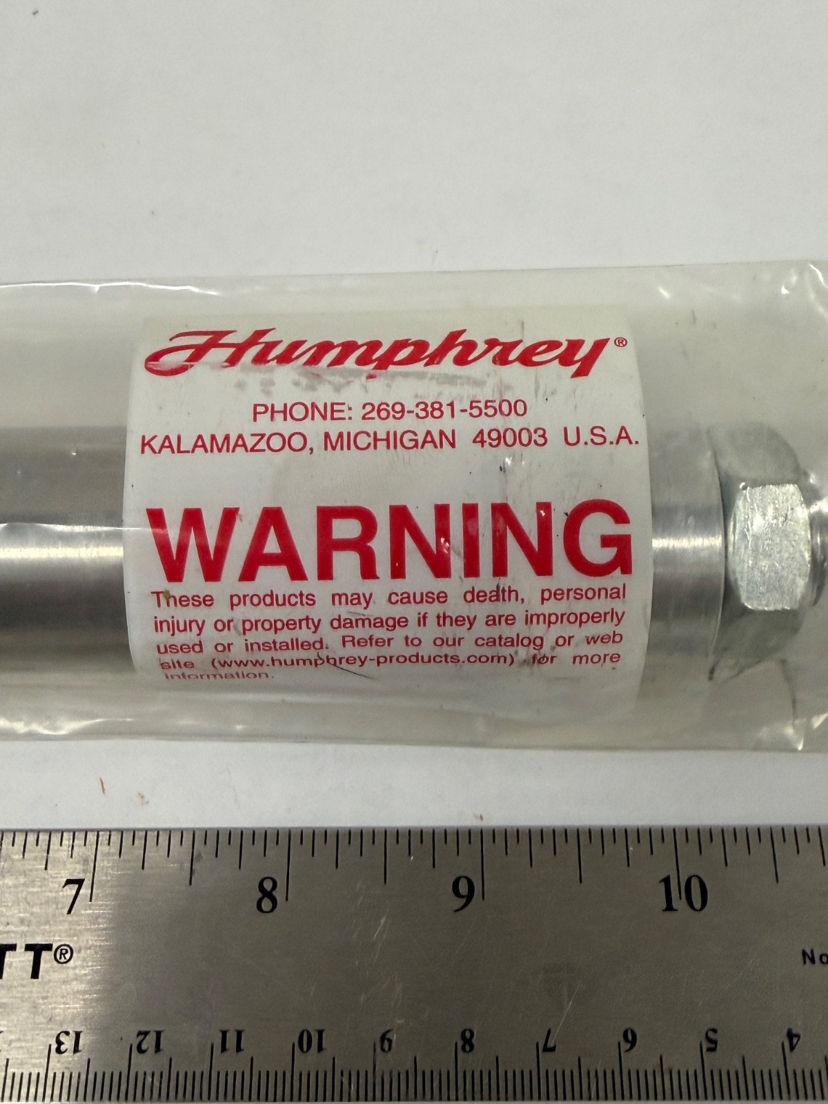 New Sealed Humphrey 25-D-7 Double-Acting Pneumatic Cylinder 1.25 Bore 7″ Stroke