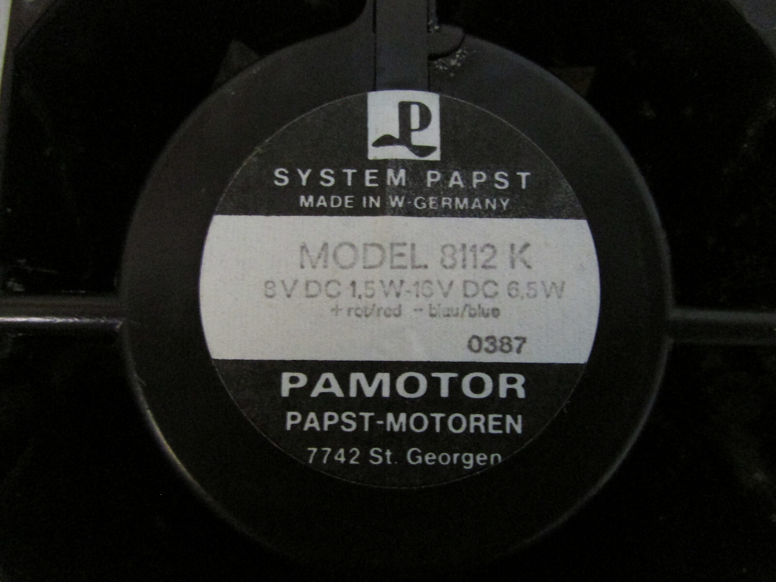 PAPST 8112K DC Fan DC Tubeaxial 80mm 12VDC 6.5W 35.3CFM