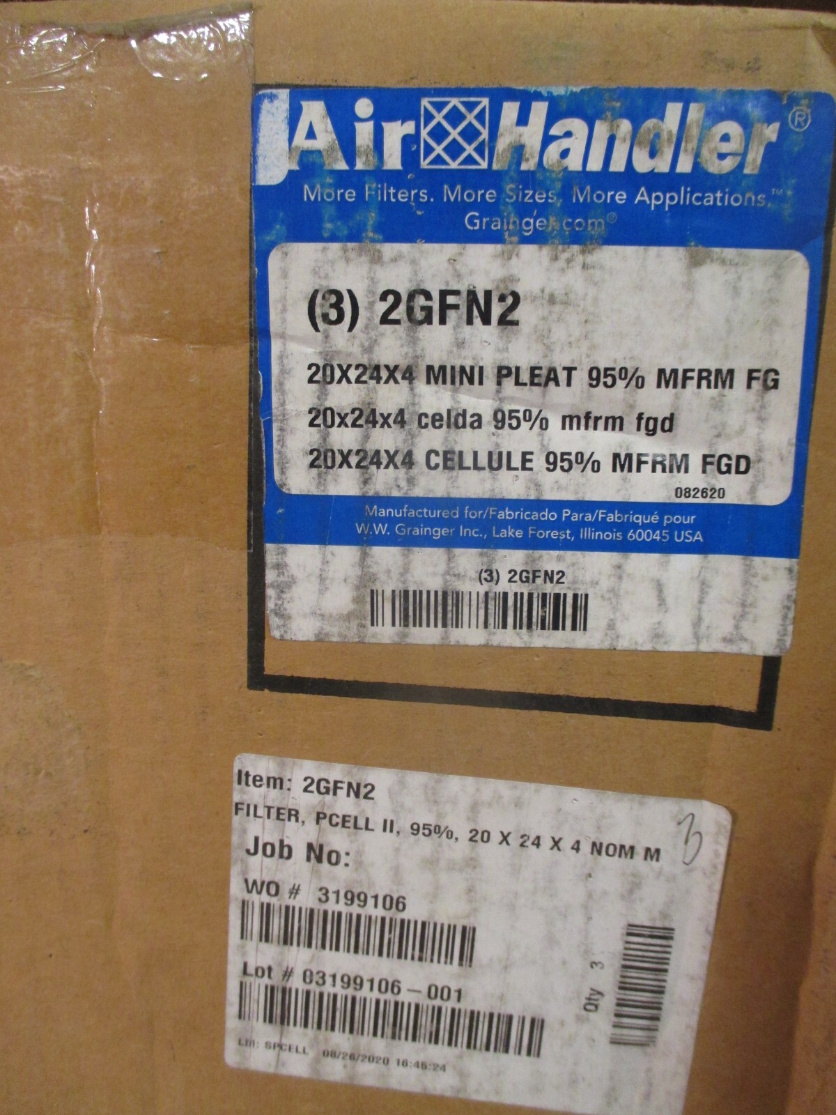 Air Handler Mini Pleat Air Filter 20″ x 24″ x 4″ 95% MFRM FG 2GFN2