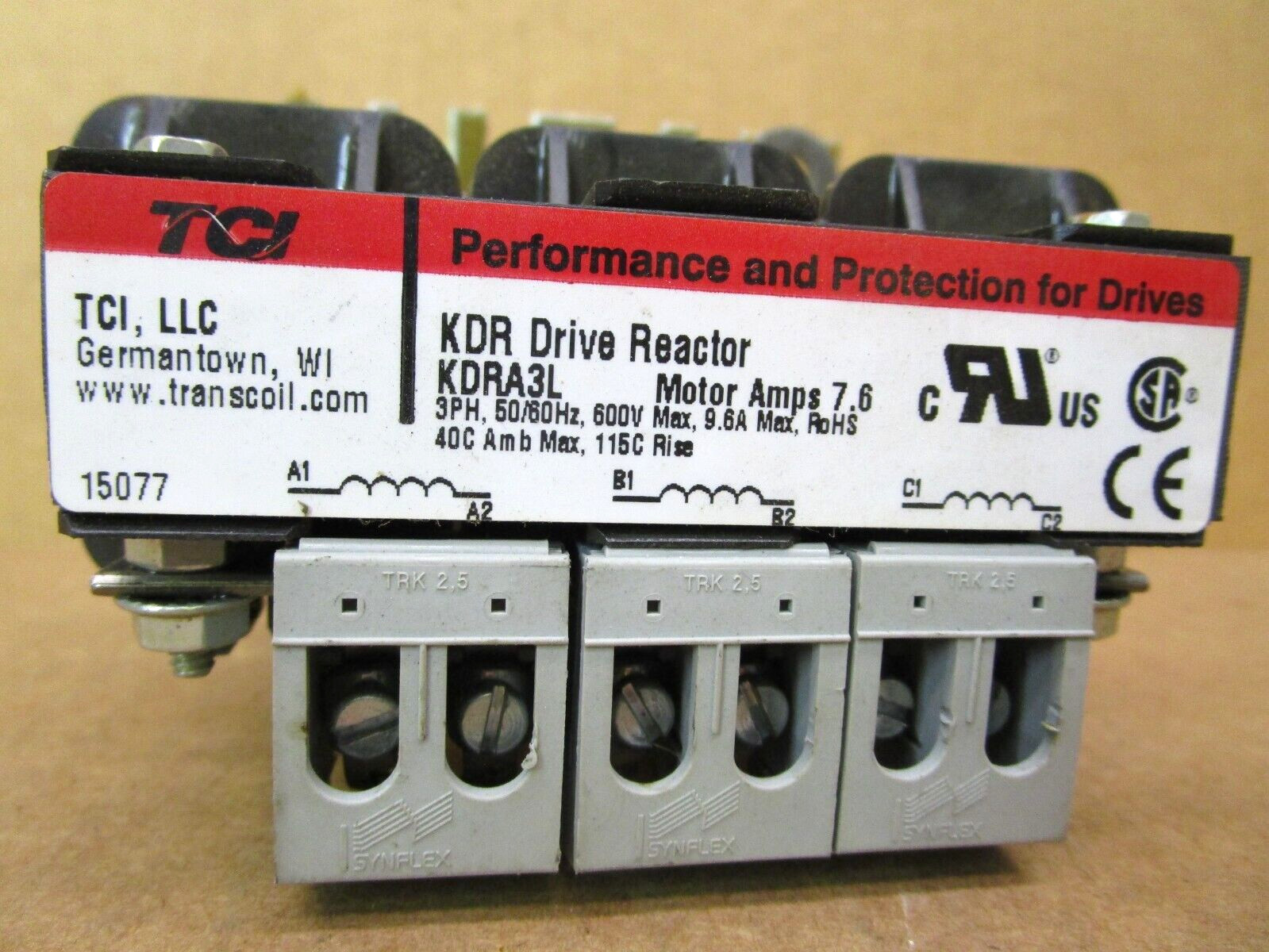 TCI KDRA3L KDR Drive Reactor 7.6 Motor Amps 50719HM