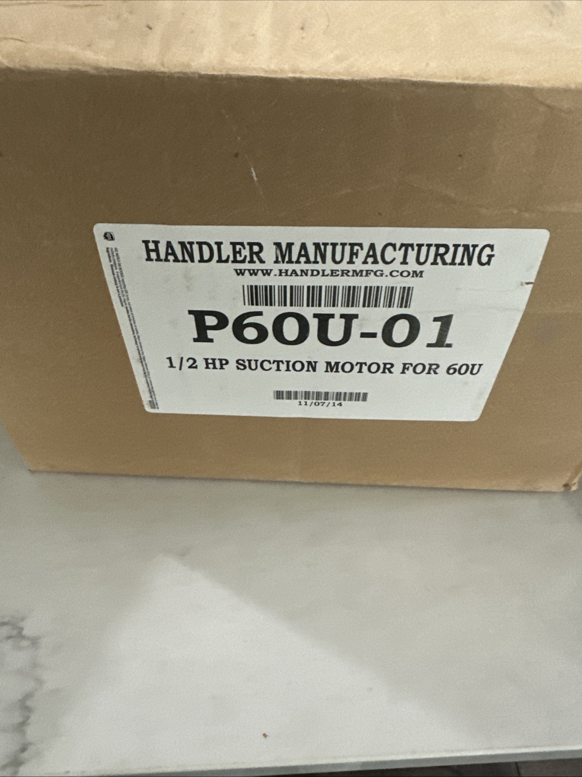 Handler 1/2 HP Dental Suction Motor New! P60U-01.