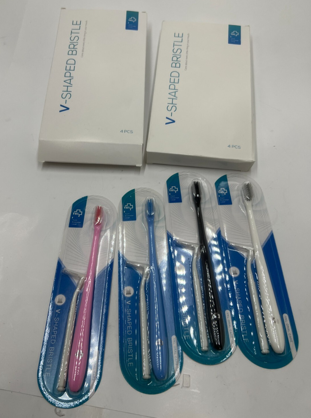 (QTY 8) YKL V-Shaped Bristle Orthodontic Toothbrush 0.15mm Oral Care