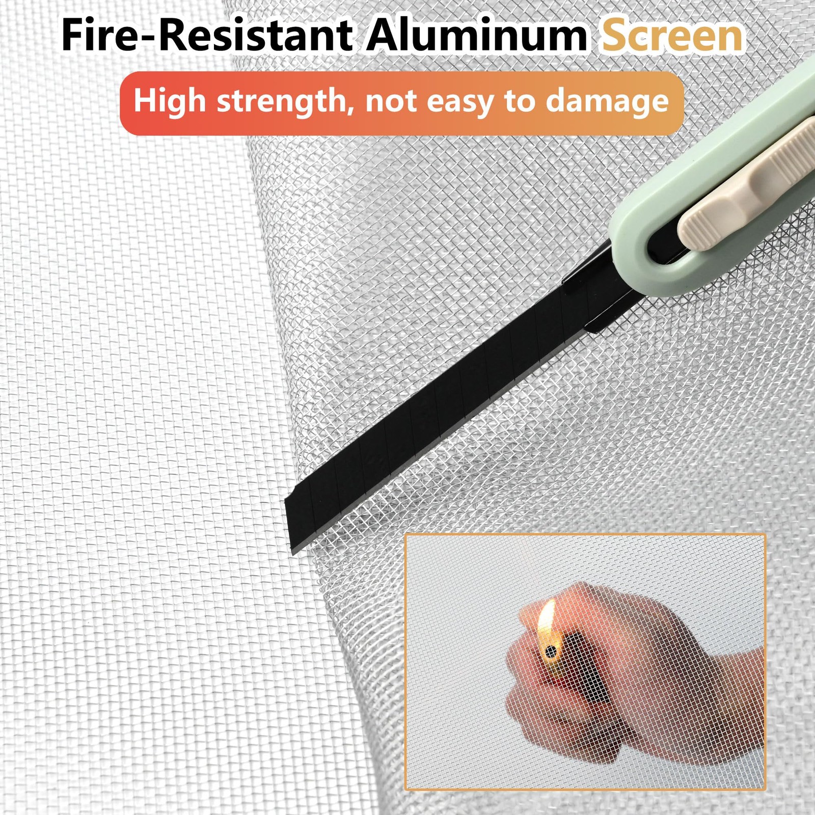 48In x 100Ft Aluminum Window Screen Mesh, High-Strength x 100F, Silver