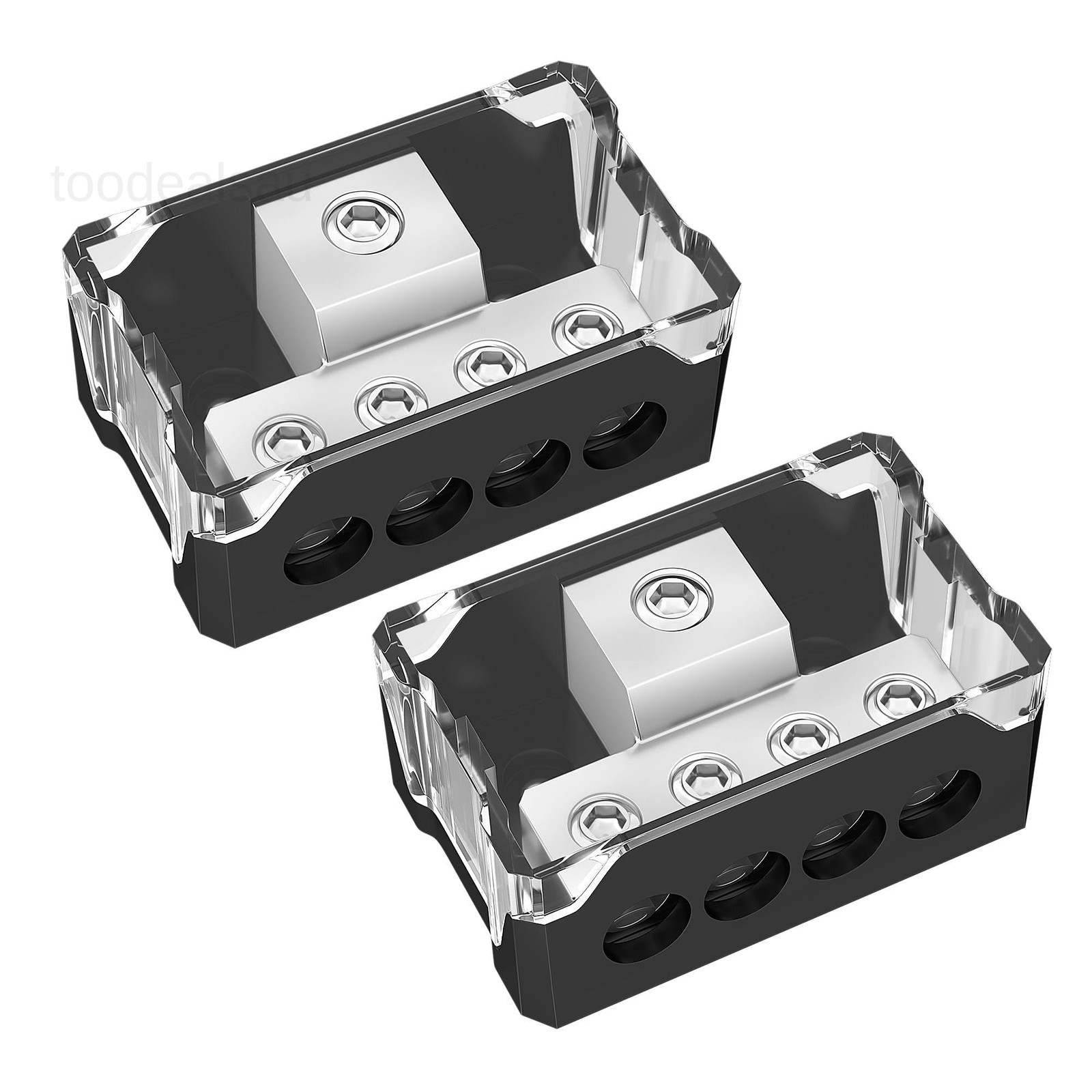 4 Way Power Distribution Block Car Audio 0/2/4 Gauge Input Black