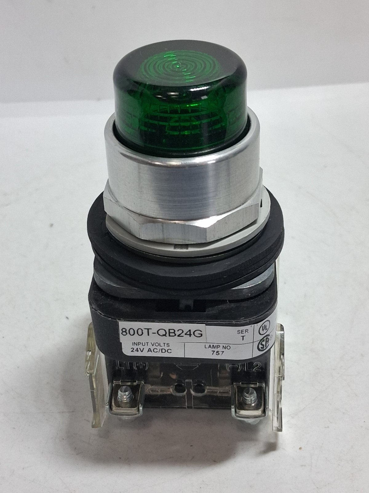 ALLEN BRADLEY 800T-QB24G PUSHBUTTON ILL 24VAC/DC GREEN 1NO/1NC SERIES T NNB