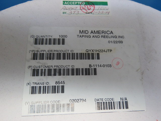Nichicon QYX1H224JTP Qty of 100 per Lot QYX1H224JTP