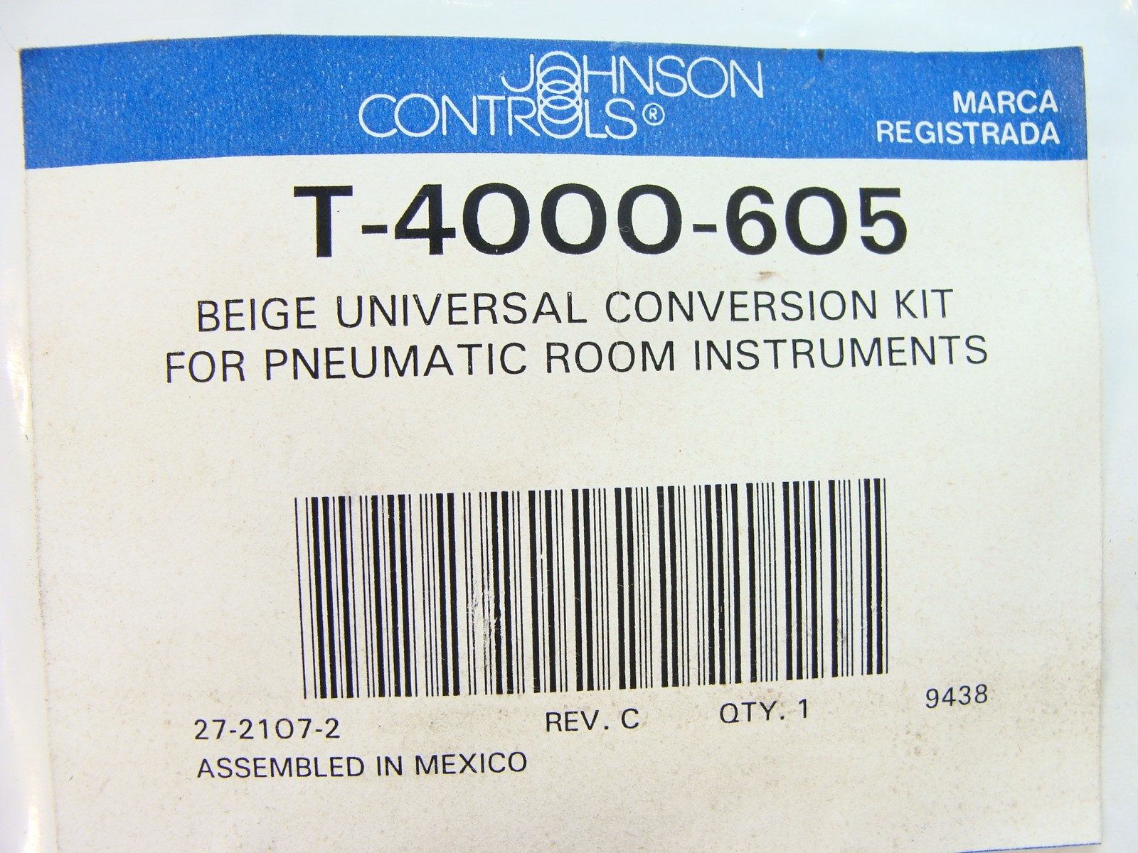 NEW sealed Johnson Controls T-4000-605 conversion kit for pneumatic thermostat