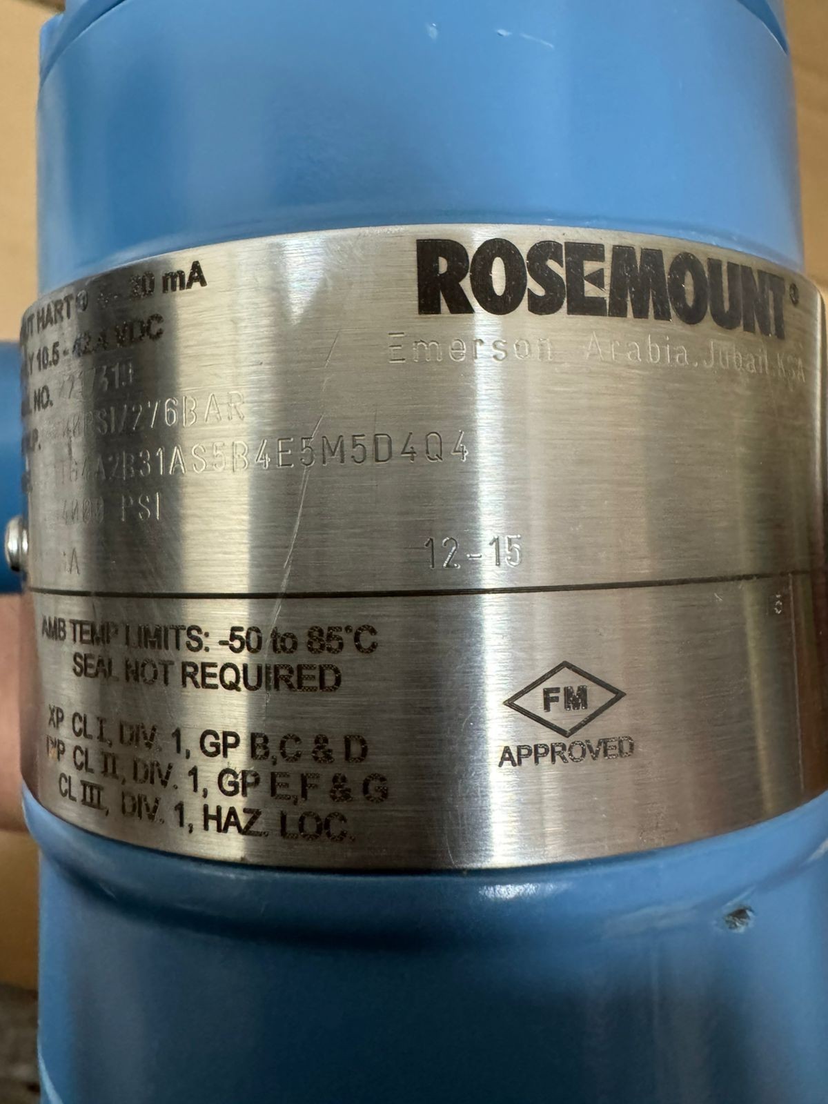 Rosemount / Pressure Transmitter / 2051TG4A2B31AS5B4E5M5D4Q4 / 4000PSI-276BAR