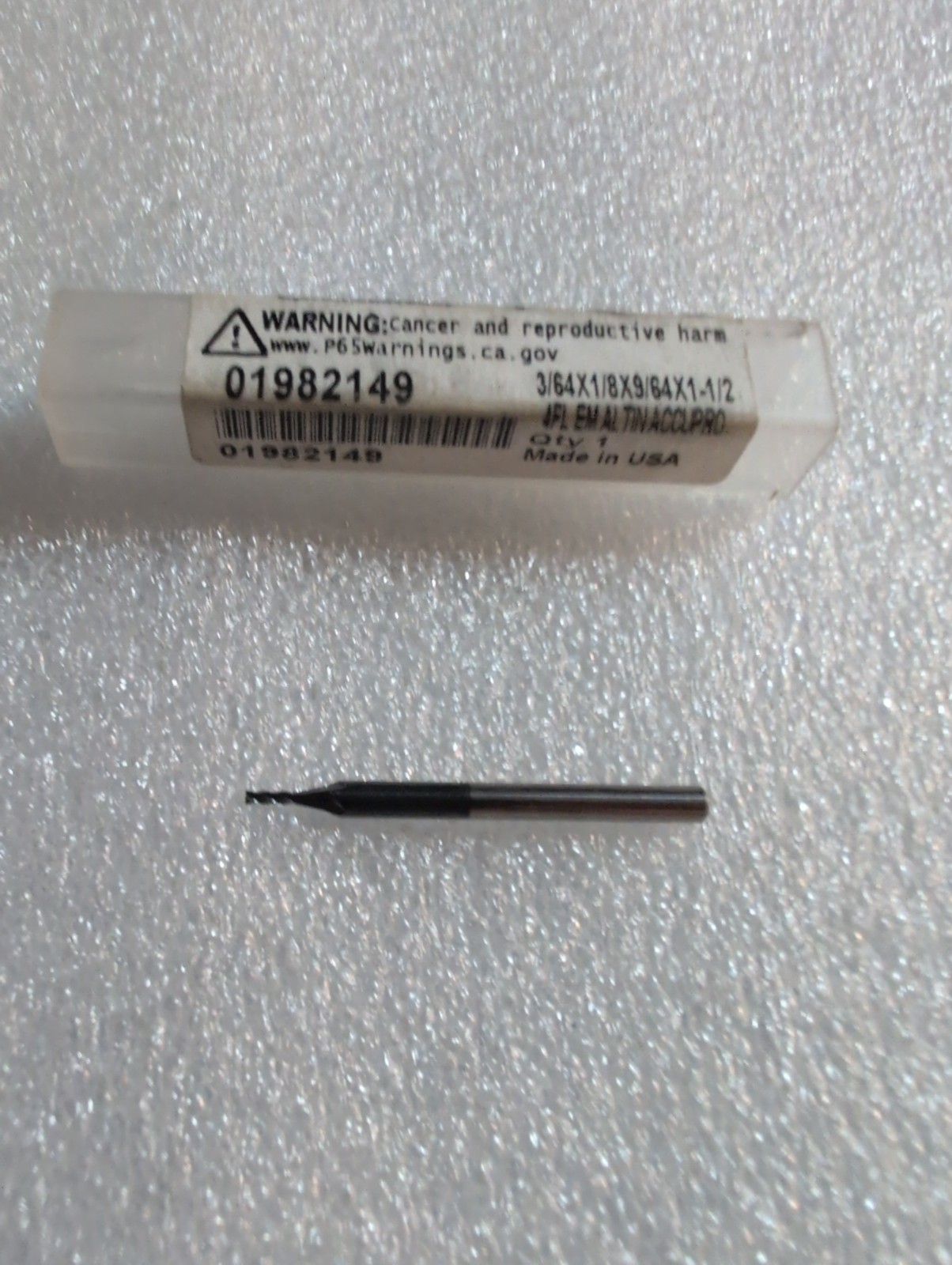 Accupro Solid Carbide Square End Mill 01982149 3/64″ Dia 9/64″