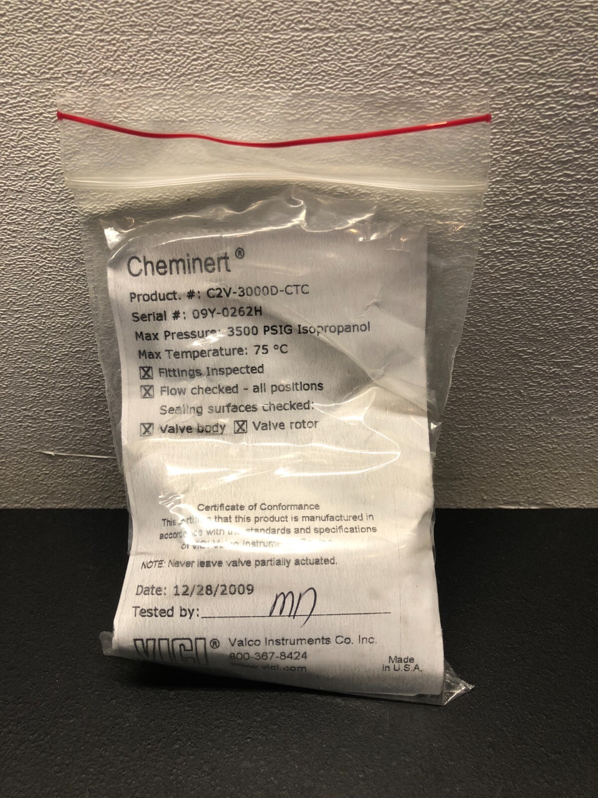 VICI cheminert Valve 09Y-0262H Plus C2V-3000D-CTC