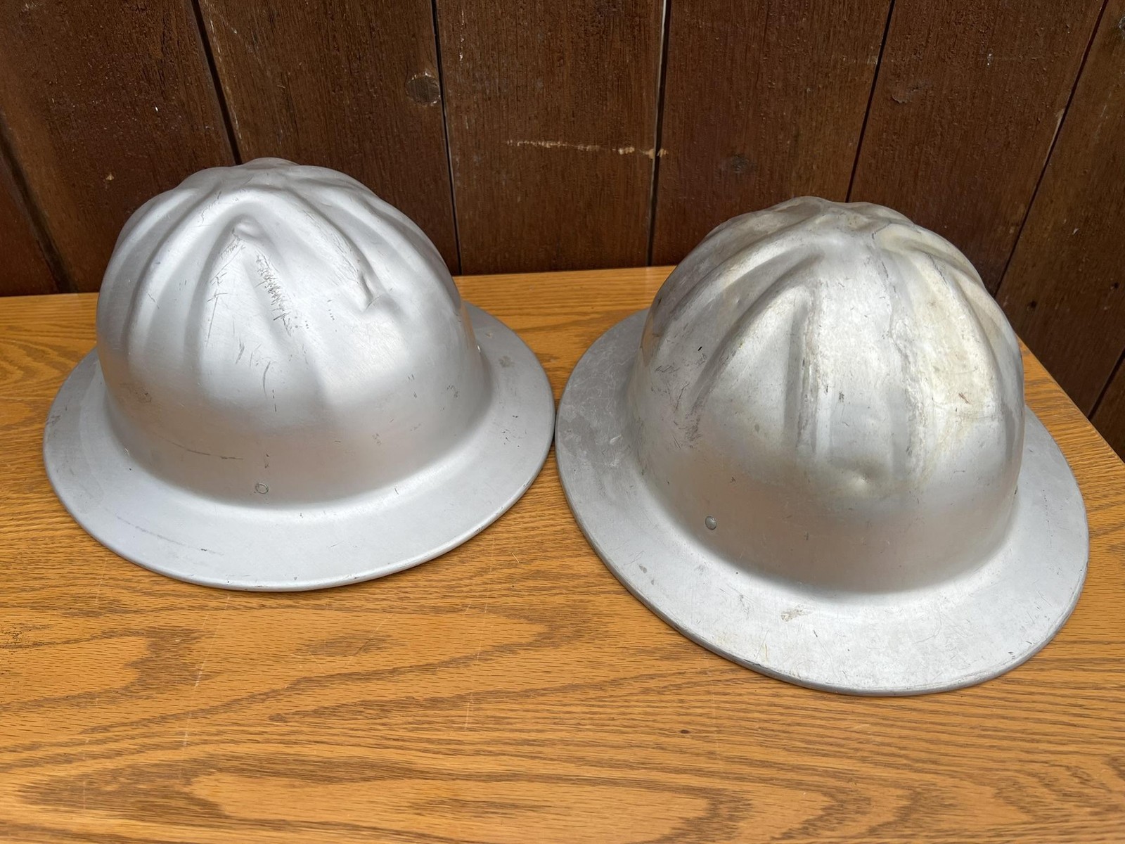 Vintage MSA McDonald T Hat-Standard Aluminum Safety Hard Hat Lot 2 Silver USA