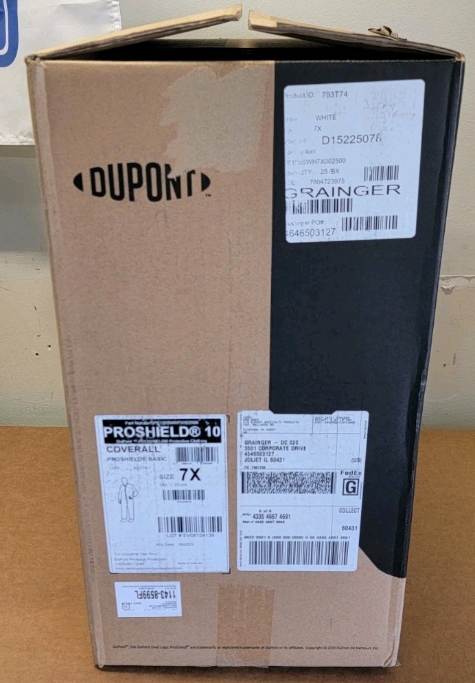Dupont PB120SWH7X002500 Proshield 10 Collared Disposable Coveralls, 7XL 25 PK