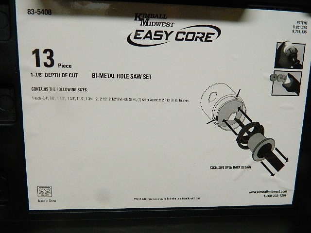 Kimbell Midwest Easy Core 83-508 Bi Metal 13 Piece Hole Saw Set