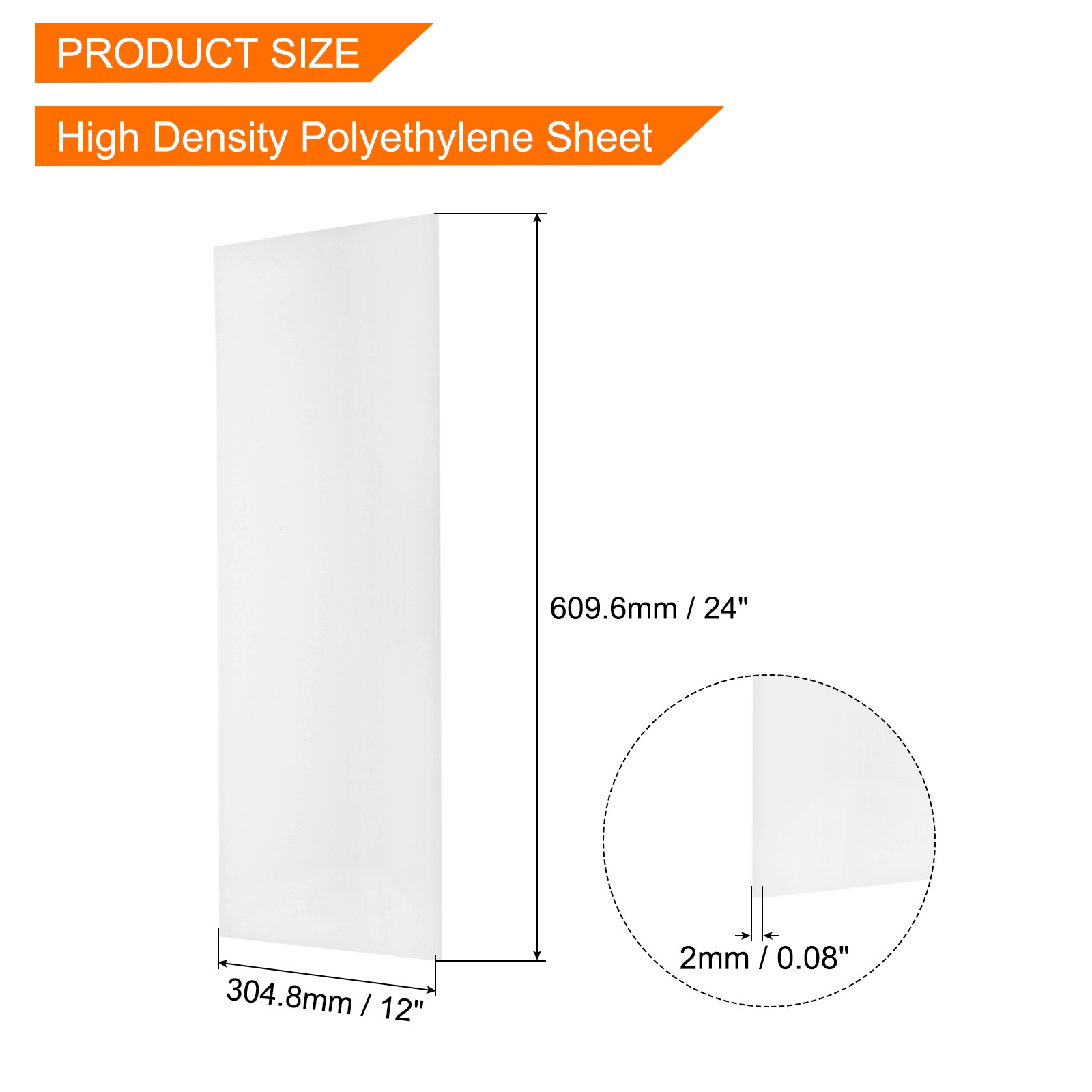 UHMW Ultra High Molecular Weight Polyethylene Sheet 1/16″ Thick 12″ x 24″ White